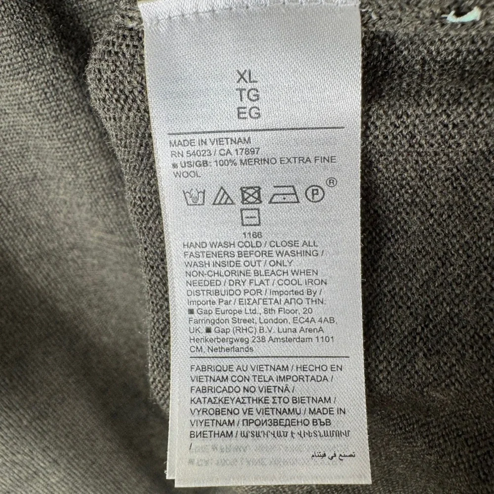 Banana Republic Italian Extra Fine Merino Wool Quarter Zip Sweater Mens XL Olive